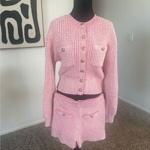 MAJORELLE Pink Knit Jacket and shorts